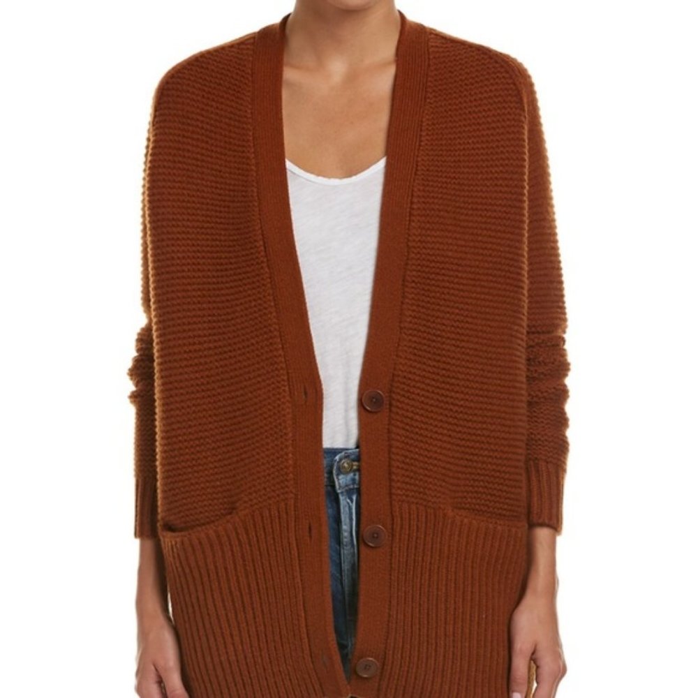 Vince rust waffle-knit cardigan xs